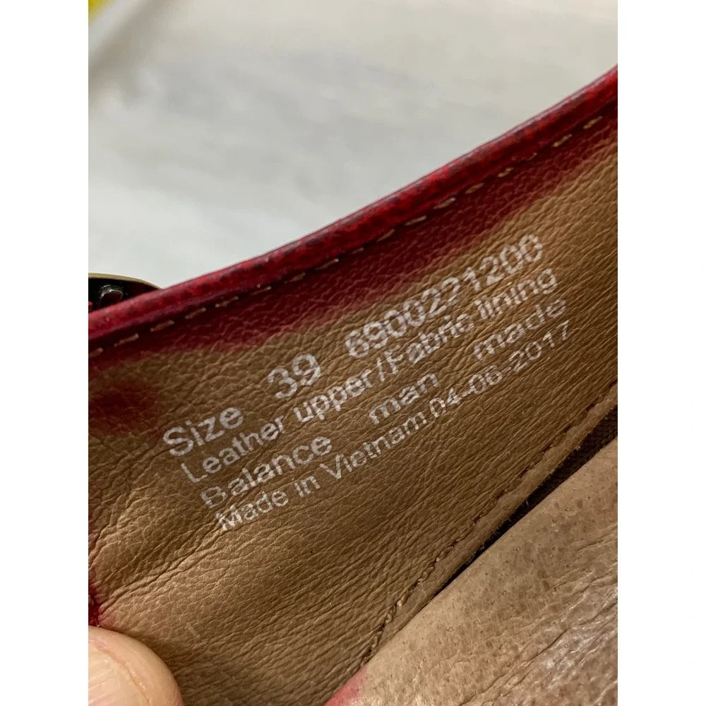 Dansko Women's Red Leather Mary Jane Wedge Round Toe Buckle 8.5 Comfort Shoes